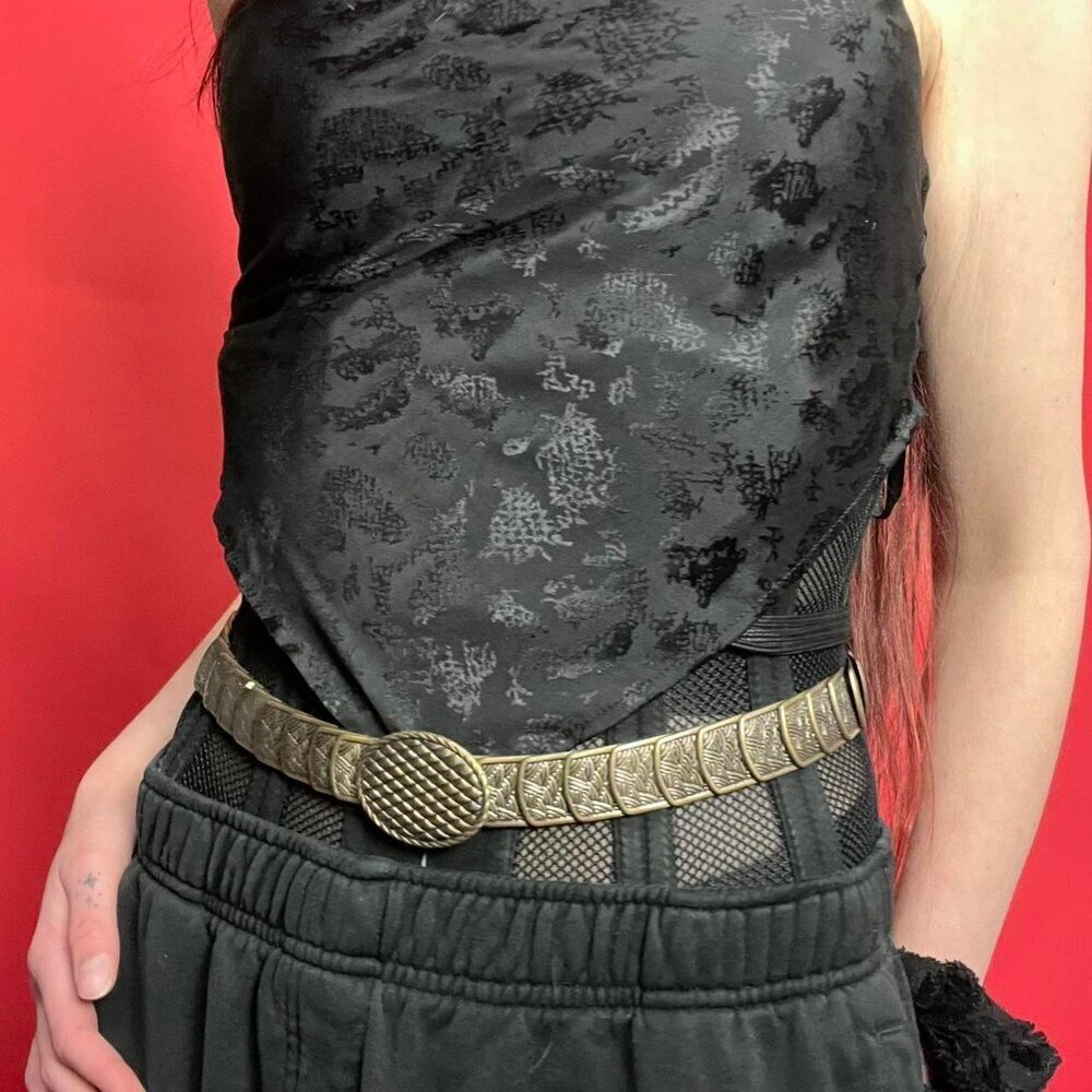 Metal scale clasp waist belt 💛🤎